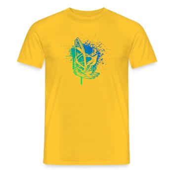 Design vintage de planche à voile pour la planche à voile - T-shirt homme - jaune - Devant - AI Model Male 178 dark (178cm)