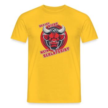Nicht mein Schlafshirt – roter Stier  - Männer T-Shirt - Gelb - Vorne - AI Model Male 178 dark (178cm)