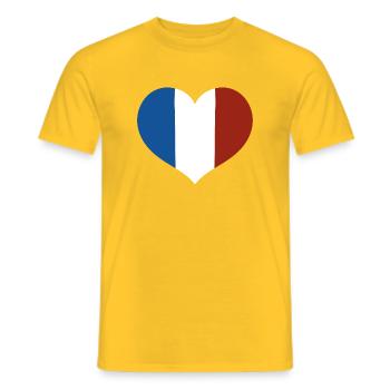 Cœur du drapeau français - T-shirt homme - jaune - Devant - AI Model Male 178 dark (178cm)