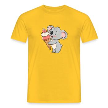 Koala gourmand et cornet de glace - Men's T-Shirt - yellow - Front - AI Model Male 178 dark (178cm)