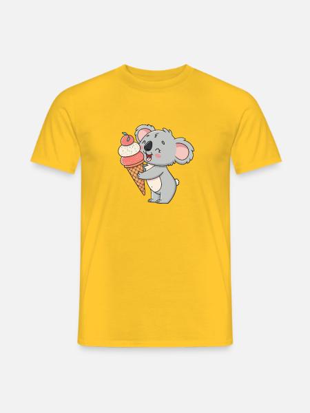 Gourmet-Koala und Eiscreme - Männer T-Shirt - Gelb