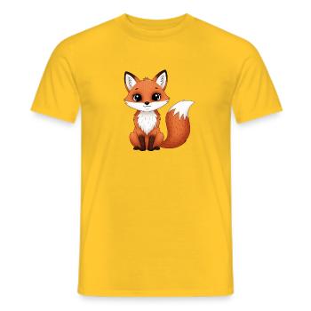 Cute fox in cartoon style - Men's T-Shirt - yellow - Front - AI Model Male 178 dark (178cm)
