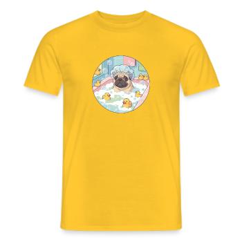 Mopps-Badetag - Männer T-Shirt - Gelb - Vorne - AI Model Male 178 dark (178cm)