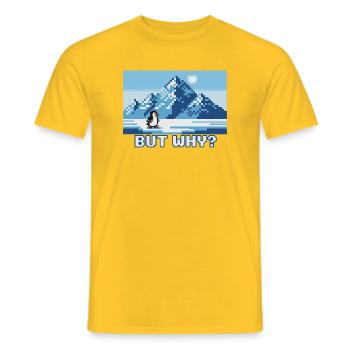 Funny Nihilistic Penguin Greenland Pixel Art - Men's T-Shirt - yellow - Front - AI Model Male 178 dark (178cm)