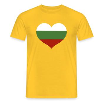 Emblème du drapeau bulgare en forme de cœur - T-shirt homme - jaune - Devant - AI Model Male 178 dark (178cm)