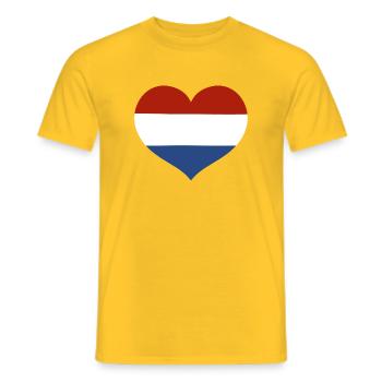 Netherlands Flag Heart - Men's T-Shirt - yellow - Front - AI Model Male 178 dark (178cm)