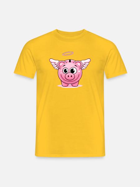 Cute piggy bank with wings - Men's T-Shirt - yellow
