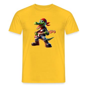 Crocodile rocker with guitar - Men's T-Shirt - yellow - Front - AI Model Male 178 dark (178cm)