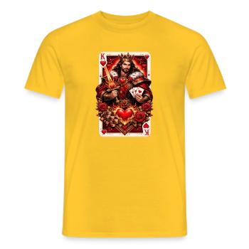 Playing Card King of Hearts Couple Shirt Valentine's Day No. 1 - Men's T-Shirt - yellow - Front - AI Model Male 178 dark (178cm)