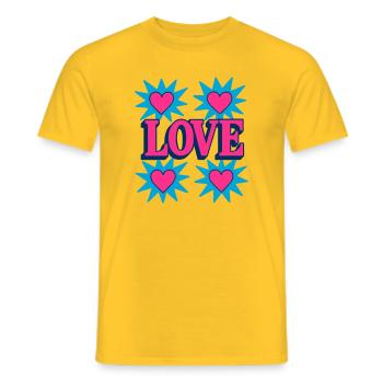 Amour - Cœur - Saint Valentin - Mariage - T-shirt homme - jaune - Devant - AI Model Male 178 dark (178cm)