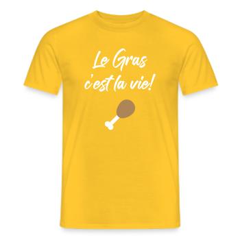 Le Gras c'est la vie! Karadoc Cult - Men's T-Shirt - yellow - Front - AI Model Male 178 dark (178cm)