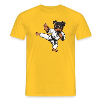 Dessins martiaux de Karaté de Karaté Rottweiler mignons - T-shirt homme - jaune - Devant - AI Model Male 178 dark (178cm)