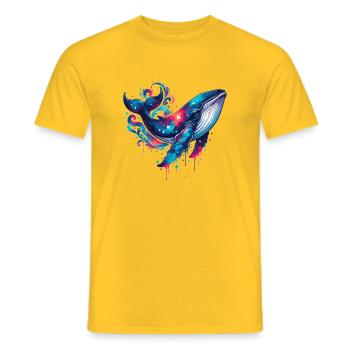 Galaxy Whale Watercolor Print - Men's T-Shirt - yellow - Front - AI Model Male 178 dark (178cm)