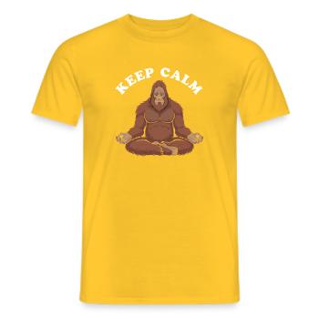 Orangutan Meditation Keep Calm - Men's T-Shirt - yellow - Front - AI Model Male 178 dark (178cm)