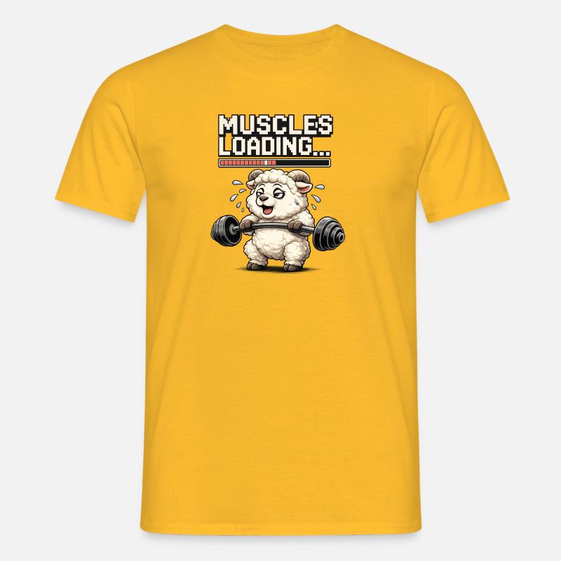 Muskel-Loading Lamm beim Krafttraining - Männer T-Shirt - Gelb