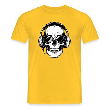 Skull Beats Skull Headphones Sunglasses Motif - Men's T-Shirt - yellow - Front - AI Model Male 178 dark (178cm)