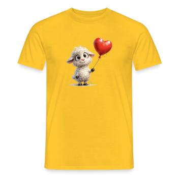 Lamm mit Herzballon - Männer T-Shirt - Gelb - Vorne - AI Model Male 178 dark (178cm)