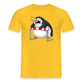 Mignon, pengouin cartoon, drôle de barrière antisportive - T-shirt homme - jaune - Devant - AI Model Male 178 dark (178cm)