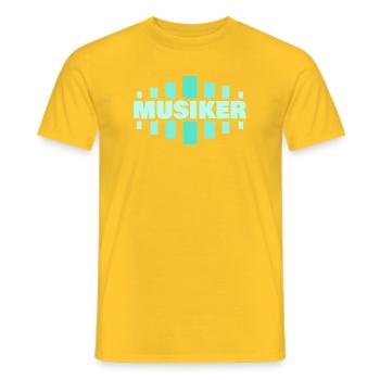 Job Musician - Men's T-Shirt - yellow - Front - AI Model Male 178 dark (178cm)