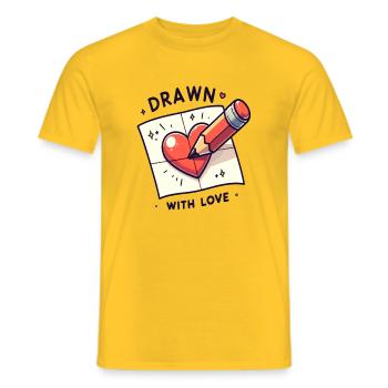 Drawn with Love Heart Sketch - Men's T-Shirt - yellow - Front - AI Model Male 178 dark (178cm)