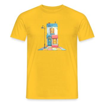 Buntes Haus Fantasie - Männer T-Shirt - Gelb - Vorne - AI Model Male 178 dark (178cm)