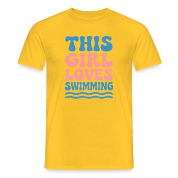 Schwimmen Sprüche Lustiges Schwimmen Geschenk - Männer T-Shirt - Gelb - Vorne - AI Model Male 178 dark (178cm)