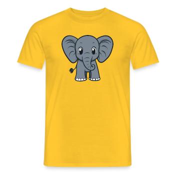 Cute Elephant Cartoon Print - Men's T-Shirt - yellow - Front - AI Model Male 178 dark (178cm)
