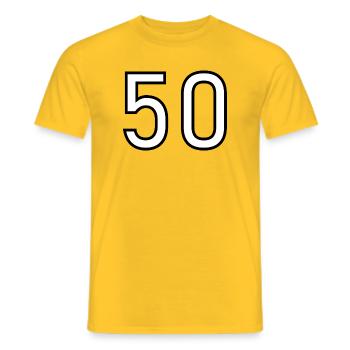 50. 50 JAHRE. 50-JÄHRIGES JUBILÄUM. 50-JÄHRIGES JUBILÄUM. - Männer T-Shirt - Gelb - Vorne - AI Model Male 178 dark (178cm)
