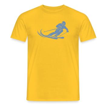 Ski minimaliste en silhouette - T-shirt homme - jaune - Devant - AI Model Male 178 dark (178cm)