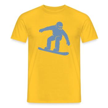 Minimalist Snowboard Silhouette Winter Sports - Men's T-Shirt - yellow - Front - AI Model Male 178 dark (178cm)