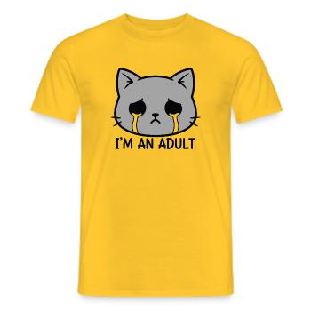Adult Cat Tears Graphic - Men's T-Shirt - yellow - Front - AI Model Male 178 dark (178cm)