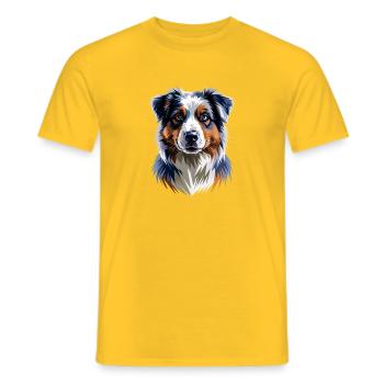 Australian Shepherd Dog Lover Cute Aussie - Men's T-Shirt - yellow - Front - AI Model Male 178 dark (178cm)
