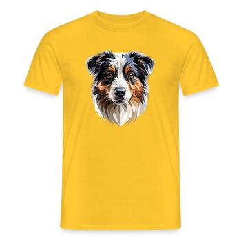 Australian Shepherd Dog Lover Cute Aussie - Men's T-Shirt - yellow - Front - AI Model Male 178 dark (178cm)