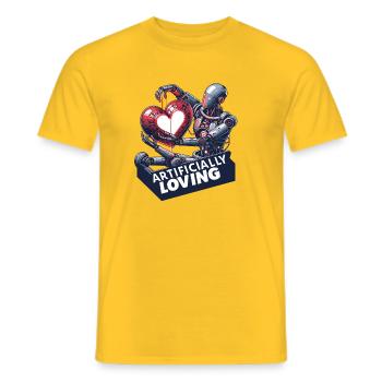 Robotic love of the heart - Men's T-Shirt - yellow - Front - AI Model Male 178 dark (178cm)