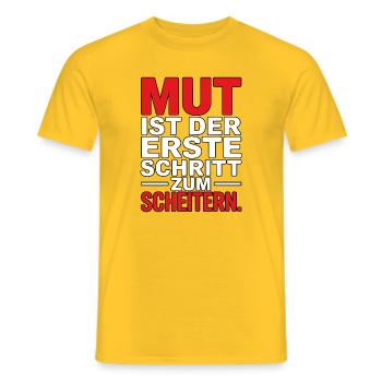 Mut ist der erste Schritt zum Scheitern - Männer T-Shirt - Gelb - Vorne - AI Model Male 178 dark (178cm)