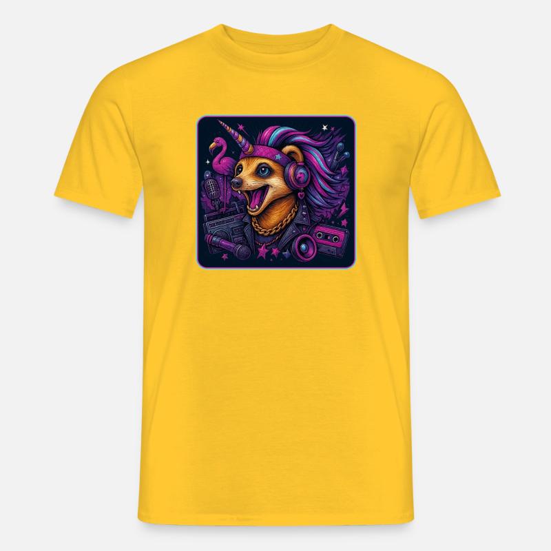 Erdmännchen Einhorn Party - Männer T-Shirt - Gelb