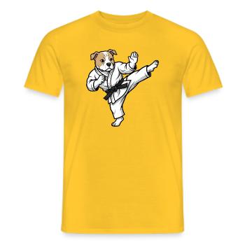 Süßer Pitbull Karate Hund Kampfsport Cartoon - Männer T-Shirt - Gelb - Vorne - AI Model Male 178 dark (178cm)