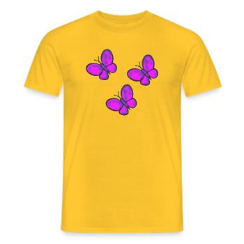 Neon Pink Butterflies Trio - Men's T-Shirt - yellow - Front - AI Model Male 178 dark (178cm)