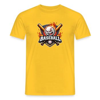 Mascotte de baseball enflammée - T-shirt homme - jaune - Devant - AI Model Male 178 dark (178cm)