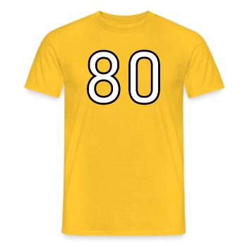 80. 80 JAHRE. 80. JUBILÄUM. 80-JAHRES-JUBILÄUM. - Männer T-Shirt - Gelb - Vorne - AI Model Male 178 dark (178cm)