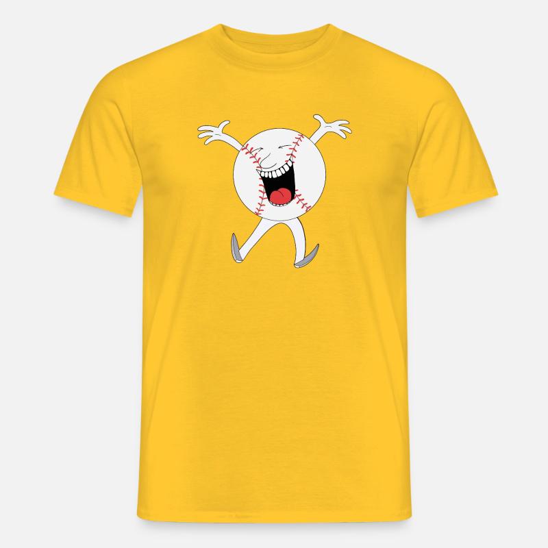 Lachendes Baseball-Maskottchen - Männer T-Shirt - Gelb