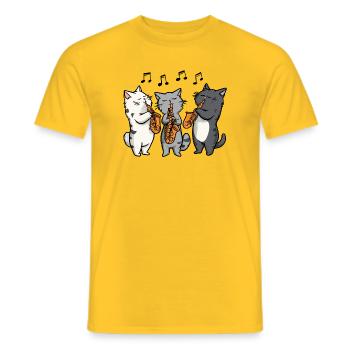 Jazz Cats Trio Saxophone - T-shirt homme - jaune - Devant - AI Model Male 178 dark (178cm)