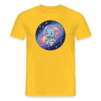 Space elephant in astronaut helmet - Men's T-Shirt - yellow - Front - AI Model Male 178 dark (178cm)