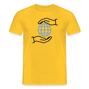 Globe Hands Out Global - T-shirt homme - jaune - Devant - AI Model Male 178 dark (178cm)