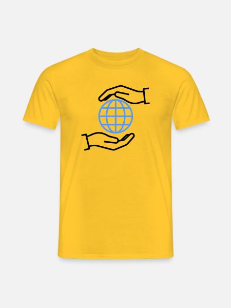 Globe Hands Outline Global - Men's T-Shirt - yellow