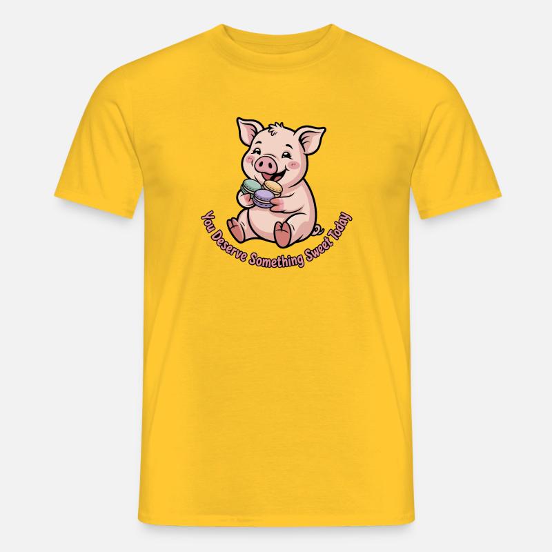Dolce maialino con macaron - T-shirt uomo - giallo