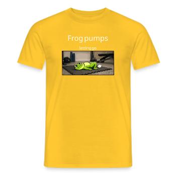Frog Pumps Letting Go Frosch Workout Spruch - Männer T-Shirt - Gelb - Vorne - AI Model Male 178 dark (178cm)