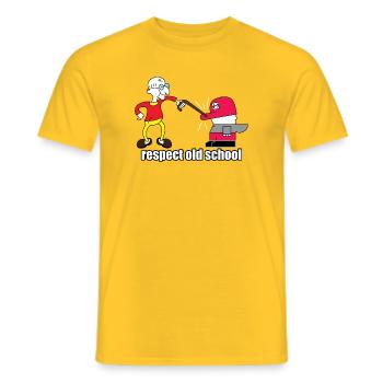 Respekt Old School Cartoon - Männer T-Shirt - Gelb - Vorne - AI Model Male 178 dark (178cm)