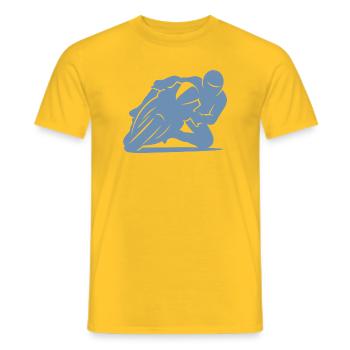Silhouette minimaliste de moto de course - T-shirt homme - jaune - Devant - AI Model Male 178 dark (178cm)
