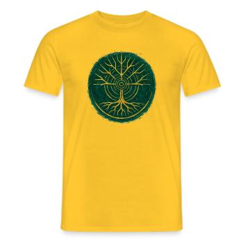 Baum des Lebens – Gaia - Männer T-Shirt - Gelb - Vorne - AI Model Male 178 dark (178cm)